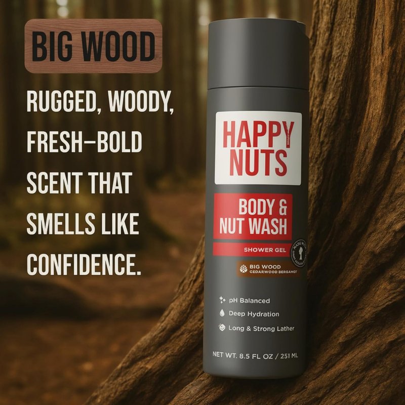 Big Wood Men's Body Wash - Moisturizing Natural Shower Gel for Sensitive Skin | 8.5 Fl Oz