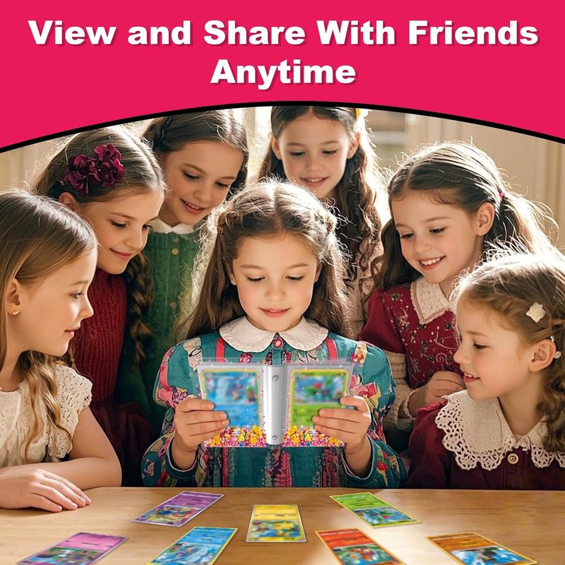 Transparent Pink Card Binder for Pokémon | Cute Trading Card Album for Kids - Holds 60 Cards