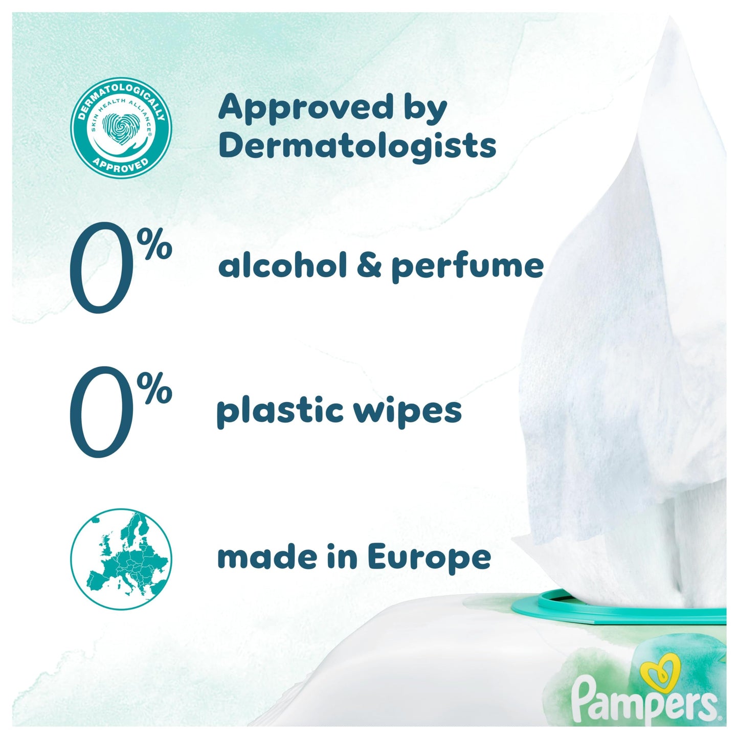Pampers Harmonie Aqua Baby Wipes Plastic Free 9 Packs of 48 Wipes, 432 Baby Wet Wipes, Help restore natural skin pH, Delicate lotion with 99 percent water