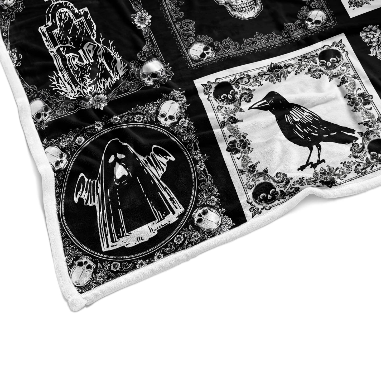 Halloween Throw Blanket, Gothic Black Pumpkin Bat Ghost Skull Webs Witch's Hat Checkered Horror Blankets, Warm Soft Spooky Nights Blanket for Home Living Room Sofa Couch Bed,50X60IN