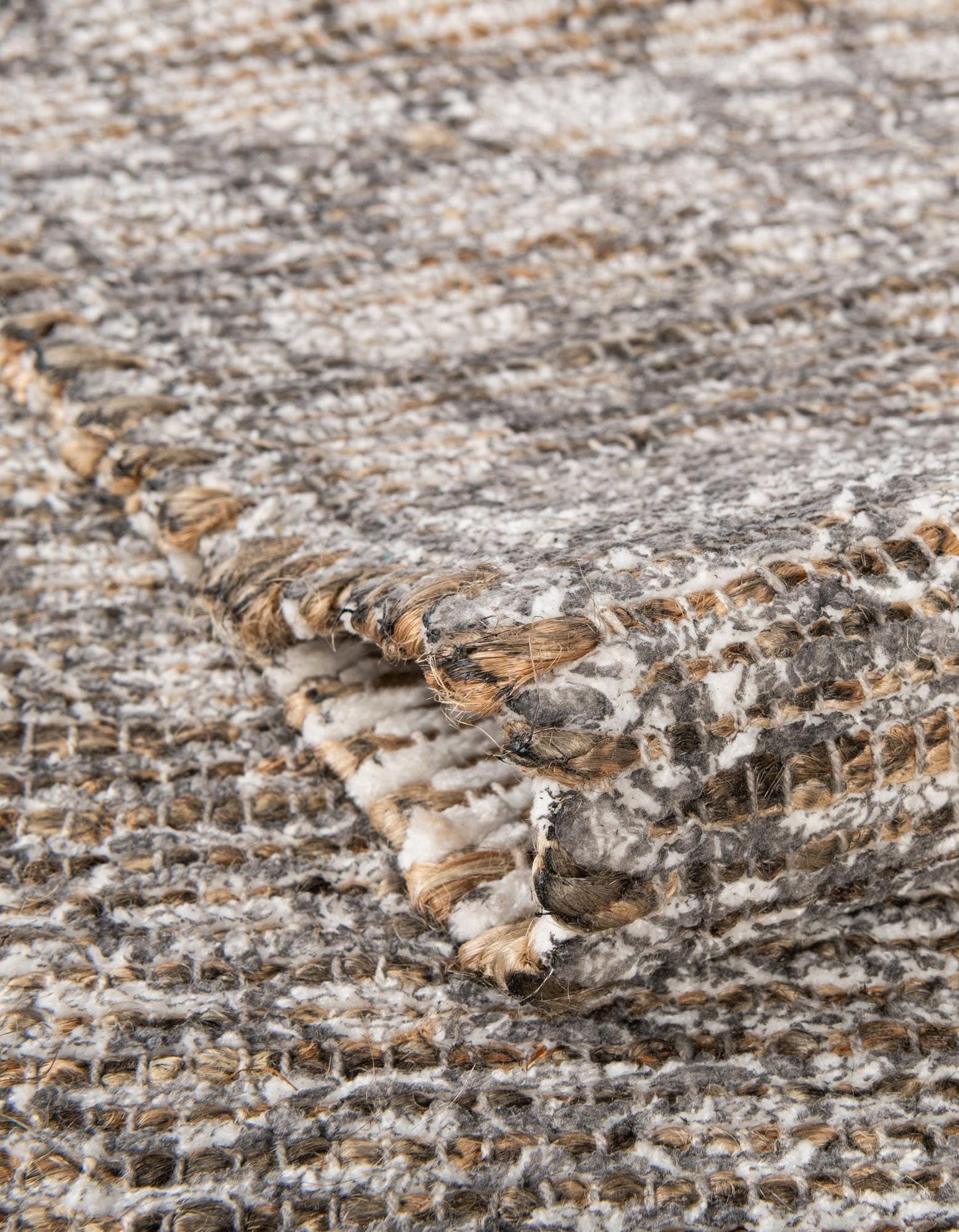 Rugs.com Chenille Jute Collection Rug – 8 Ft Square Charcoal and Ivory Medium-Pile Rug Perfect for Living Rooms, Kitchens, Entryways
