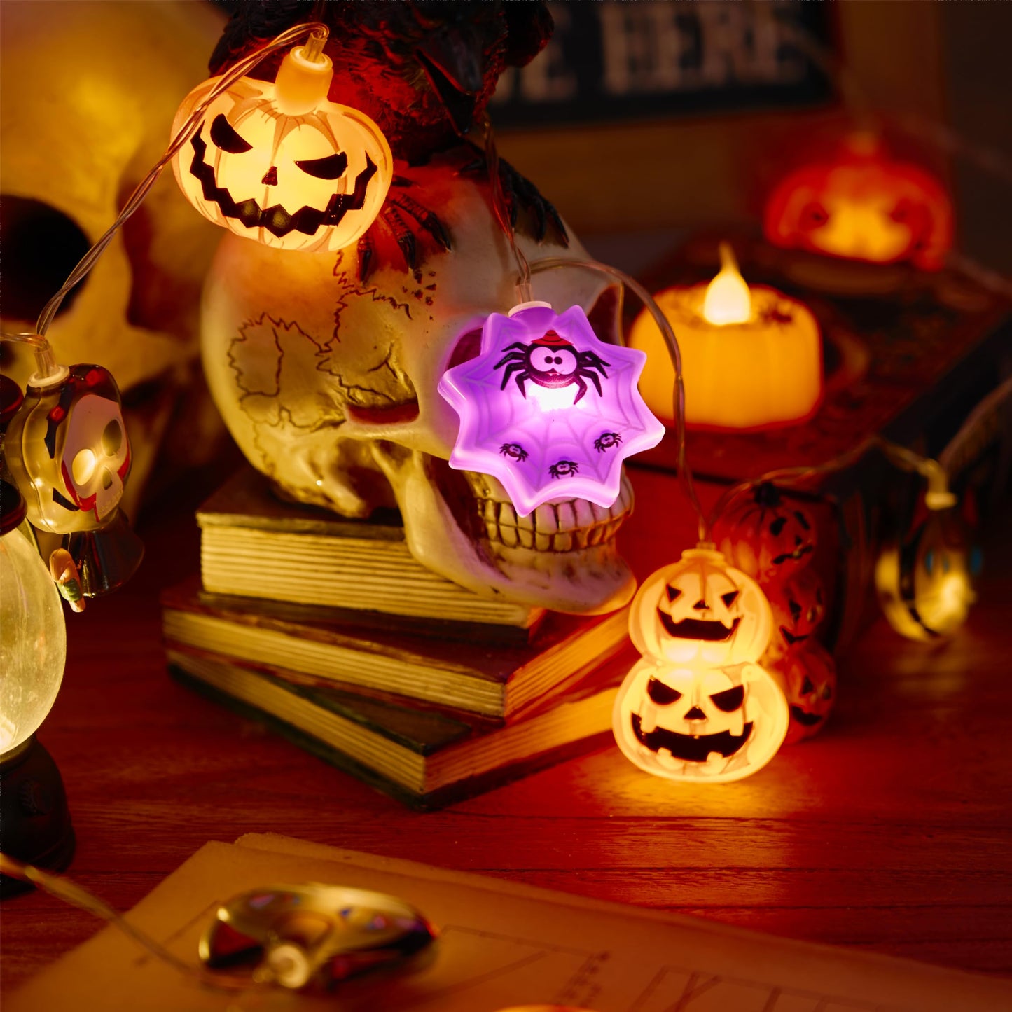 LOLStar Halloween String Lights Decorations, 9.8FT 20 LED Halloween Fairy Lights, Battery Operated (Not Included) with Timer Function and 8 Flashing Modes, Cute Booday Lights 2025 Home Indoor Decor