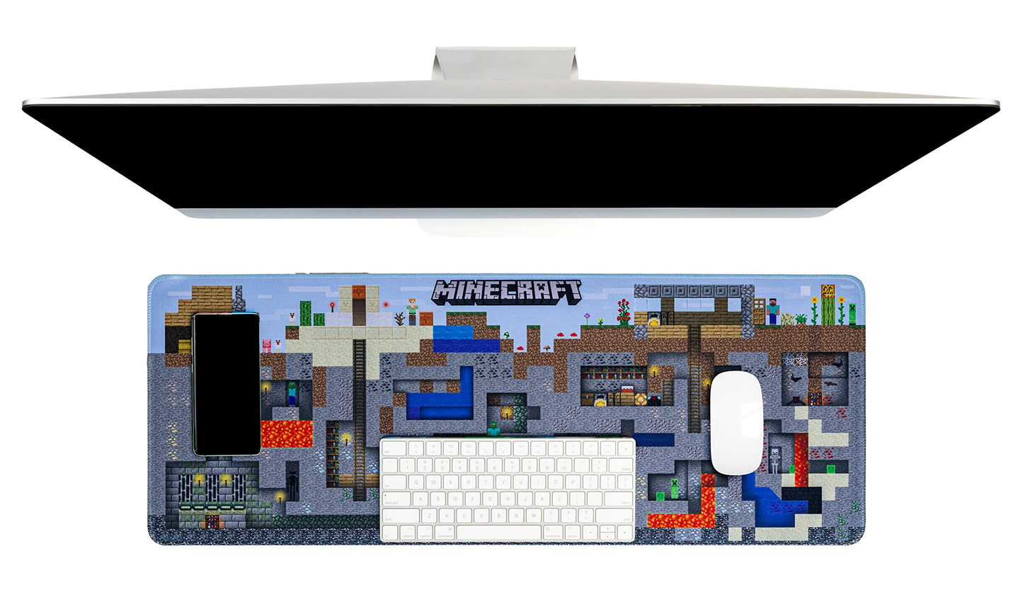 Minecraft World Desk Mat - Officially Licensed Keyboard and Mousemat for Office, Non-Slip Wipe Clean Large Mouse Pad for Gaming Set Up | Paladone