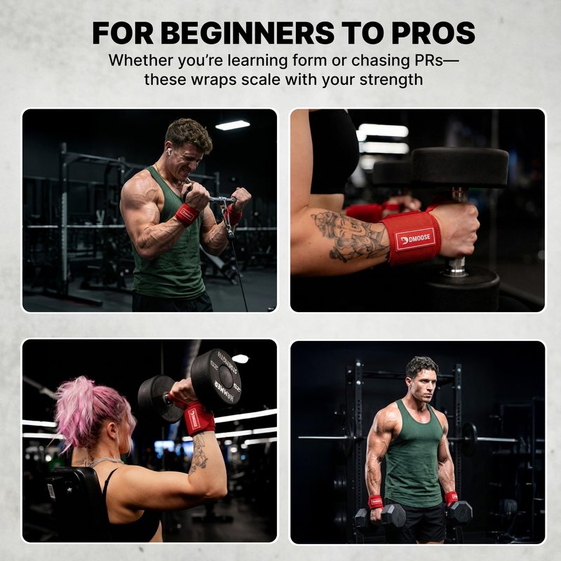 DMoose Fitness Wrist Wraps (IPL Approved) Avoid Injury & Maximize Grip with Thumb Loop, 18" or 12" Gym Wrist Wraps Pair, Wrist Wraps for Weightlifting Men, Wrist Brace for Working Out & Wrist Support