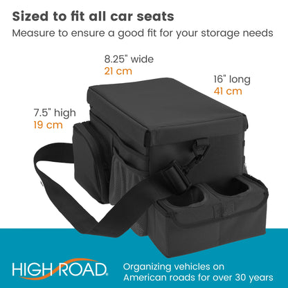 High Road CarHop Car Seat Organizer for the Front or Back Seat for Kids and Adults with Cup Holder Tray, Side Pockets and Cooler Compartment
