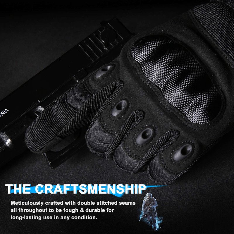 WTACTFUL Touchscreen Motorcycle Tactical Gloves for Men for Airsoft Paintball Cycling Motorbike MTB Bike ATV Hunting Hiking Riding Work Outdoor Sport Work Gloves Black Small