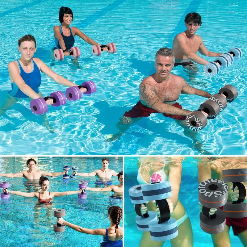 Water Weights Aquatic Exercise Equipment: Sportneer Lightweight Aqua Dumbbell 1 Pair EVA Foam Pool Weights for Water Fitness Equipment With Easy Handle Strip for Water Aerobics Weight Loss Blue XL