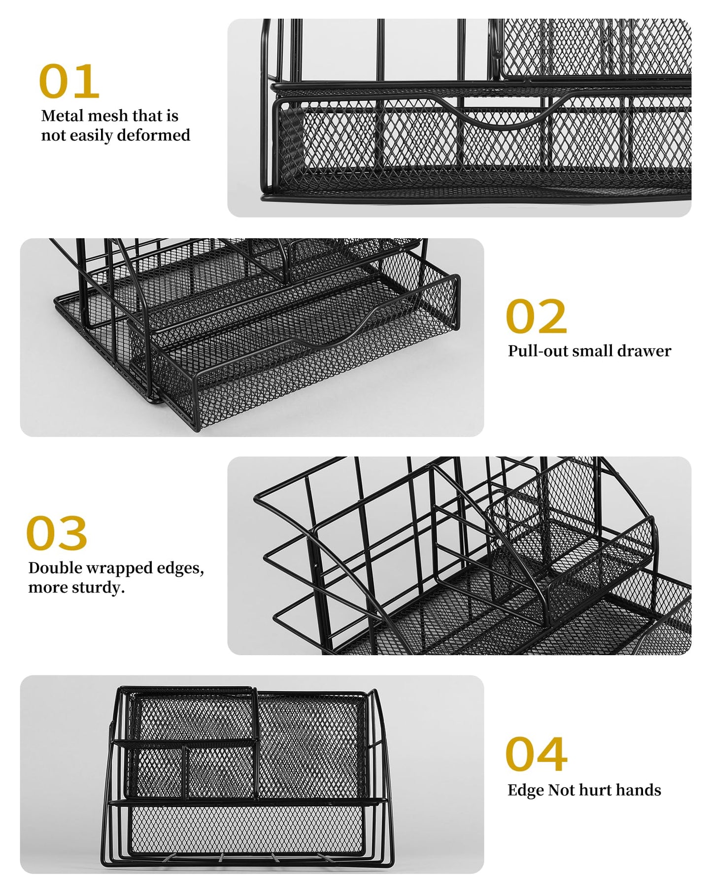 AOFUXTI Office Supplies Desk Organizer - Desk Organizers and Accessories, Supplies Set with Pen Holder, Stapler and 72 Clips Set for Office, Home, School, Black