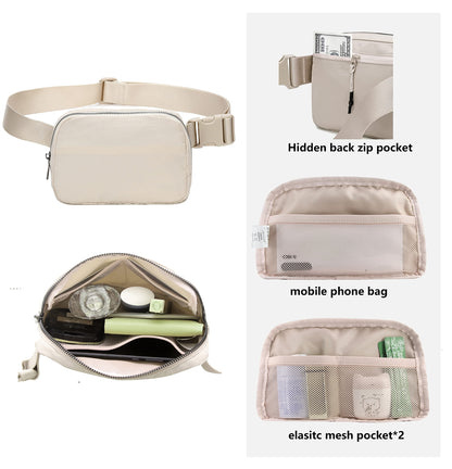Belt Bag Waist Pack Bum Bag Crossbody Fanny Pack for Women and Men with Adjustable Strap Small Waist Pouch for Travel Workout Running Hiking