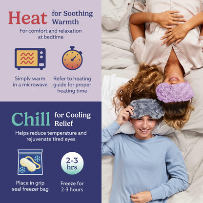 warmies Microwavable Eye Mask for Warmth & Comfort - Heating & Cooling Compress for Calming Relaxation - Weighted & Heated Eye Mask with Scented Lavender for Sleeping - Gray