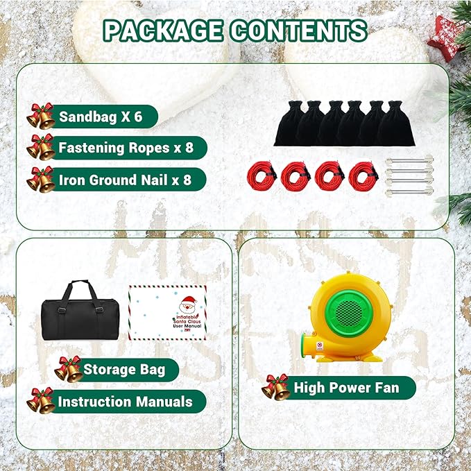 20ft Giant Santa Inflatables Outdoor Santa Inflatable Christmas Decorations for Blow up Decorations Outdoor Holiday Lawn Party Shopping Mall (with LED Lights)