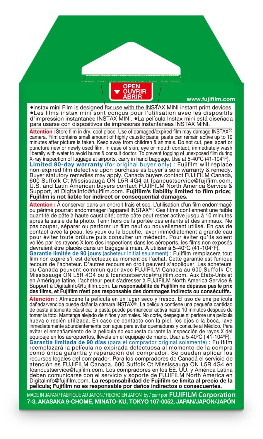 FUJIFILM Instax Mini Instant Film Twin Pack (White), 20 Photos