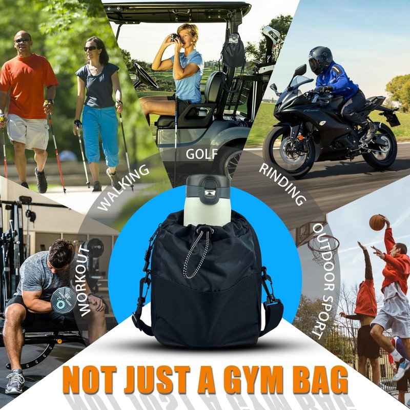 AKIZUKI JOO Magnetic Gym Bag with Water Bottle Holder | Magnetic Gym Water Bottle Bag 64oz Capacity | 4 Built-in Magnets & Adjustable Shoulder Strap for Sports Fitness Travel