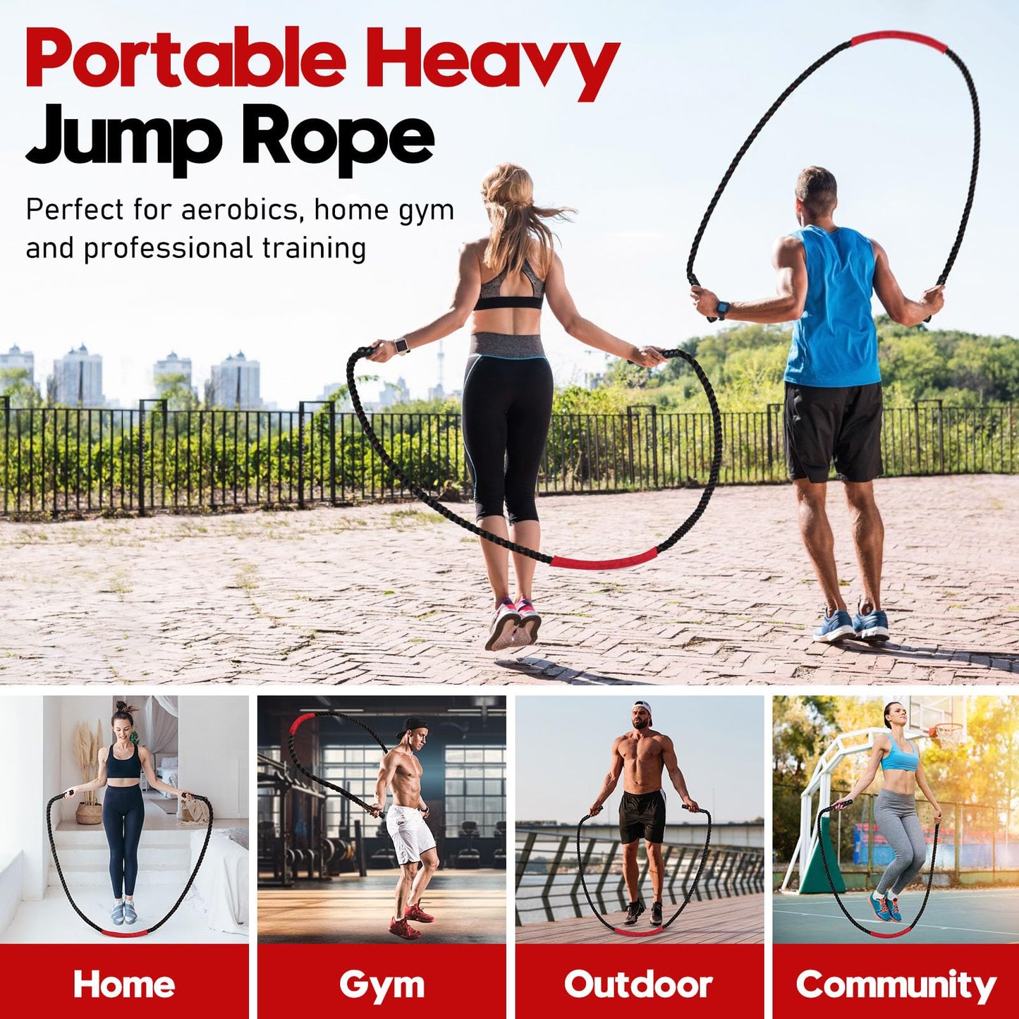Jump Rope, 3LB Weighted Jump Rope for Fitness, 9.8ft Heavy Jumping Ropes for Exercise, Adult Workout Rope for Men & Women Improve Strength, Skipping Rope for Gym Training, Home Workout