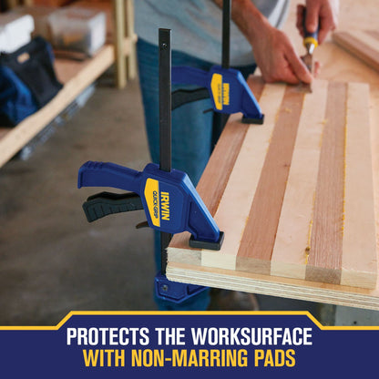 IRWIN QUICK-GRIP Clamps for Woodworking, One-Handed Bar Clamps, 6-Pack (1964749)