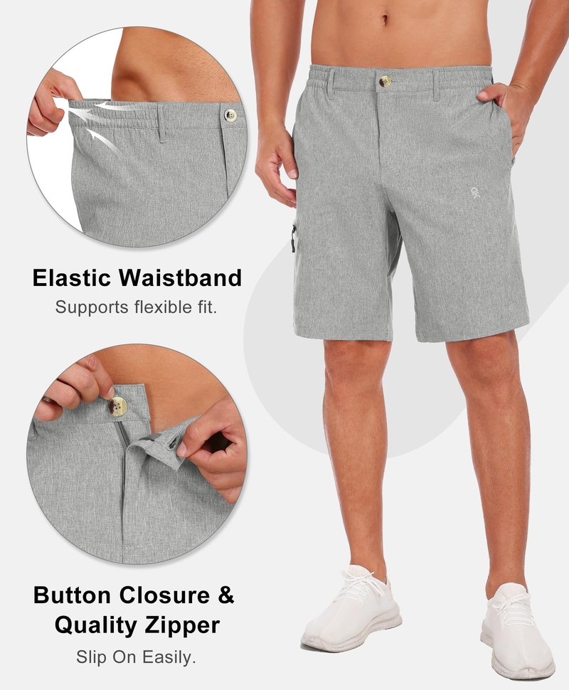 Little Donkey Andy Men's Golf Shorts Quick Dry Lightweight Breathable Casual Short with Elastic Waist 3 Pockets for Hiking 10"/11" (Dove M)