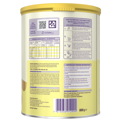 SMA First Infant Baby Milk Powder Formula , from birth , 800 g (Pack of 1) (Packaging may vary)