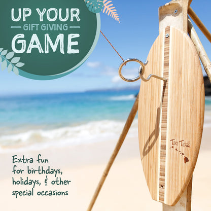 Tiki Toss Ring Toss Game for Adults - 12.3 Inch Surfboard Edition - Hook and Ring Game for Outdoor & Indoor Use, Gift for Husband, dad, College Boys