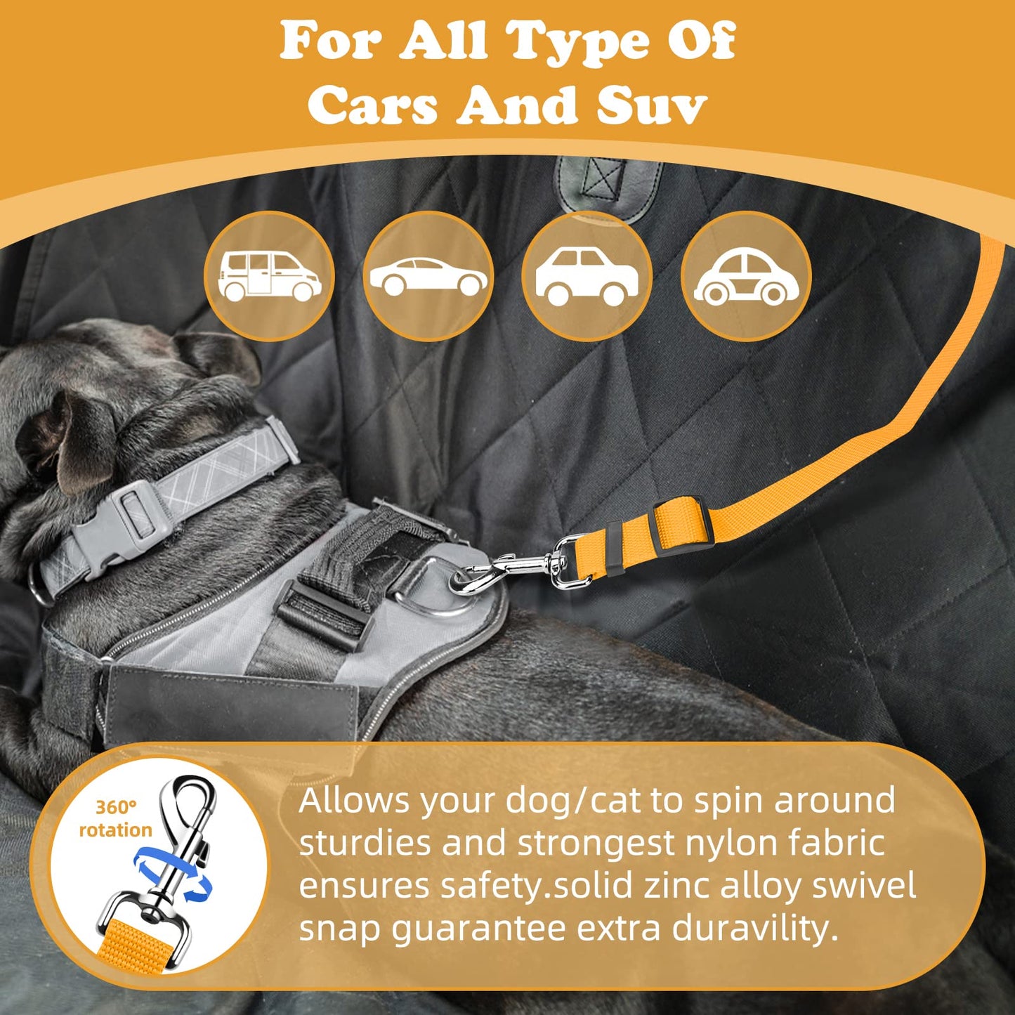 BWOGUE Pet Dog Cat Seat Belts, Car Headrest Restraint Adjustable Safety Leads Vehicle Seatbelt Harness (1 Pack)