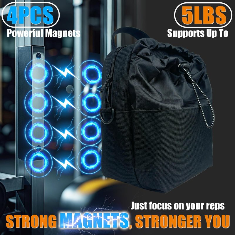 AKIZUKI JOO Magnetic Gym Bag with Water Bottle Holder | Magnetic Gym Water Bottle Bag 64oz Capacity | 4 Built-in Magnets & Adjustable Shoulder Strap for Sports Fitness Travel