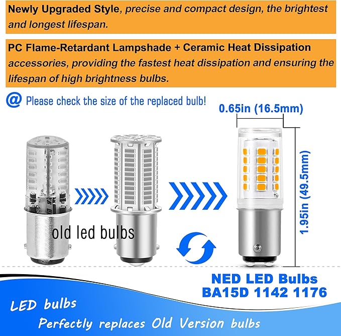 BA15D AC/DC12-24 Volt LED Bulb, Double Contact/DC Bayonet Base, 1076 1142 1176 S8 5 Watt 2700K Warm White for RV Camper Trailer Boat Trunk Interior Lights(Pack of 3)