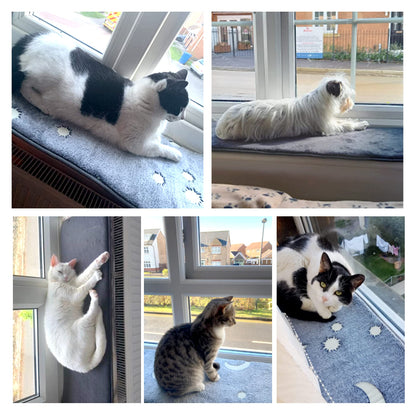 Pet Prime Cat Window Bed, Cat Window Hammock, Sill Non-Slip Lounger Cushion for Windowsill 90x28cm(Grey)