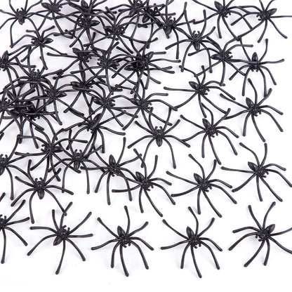 JIALWEN 120 Pieces Halloween Realistic Plastic Spiders Black Small Spider Toys Fake Spiders Prank Props for Halloween Home and Party Decorations