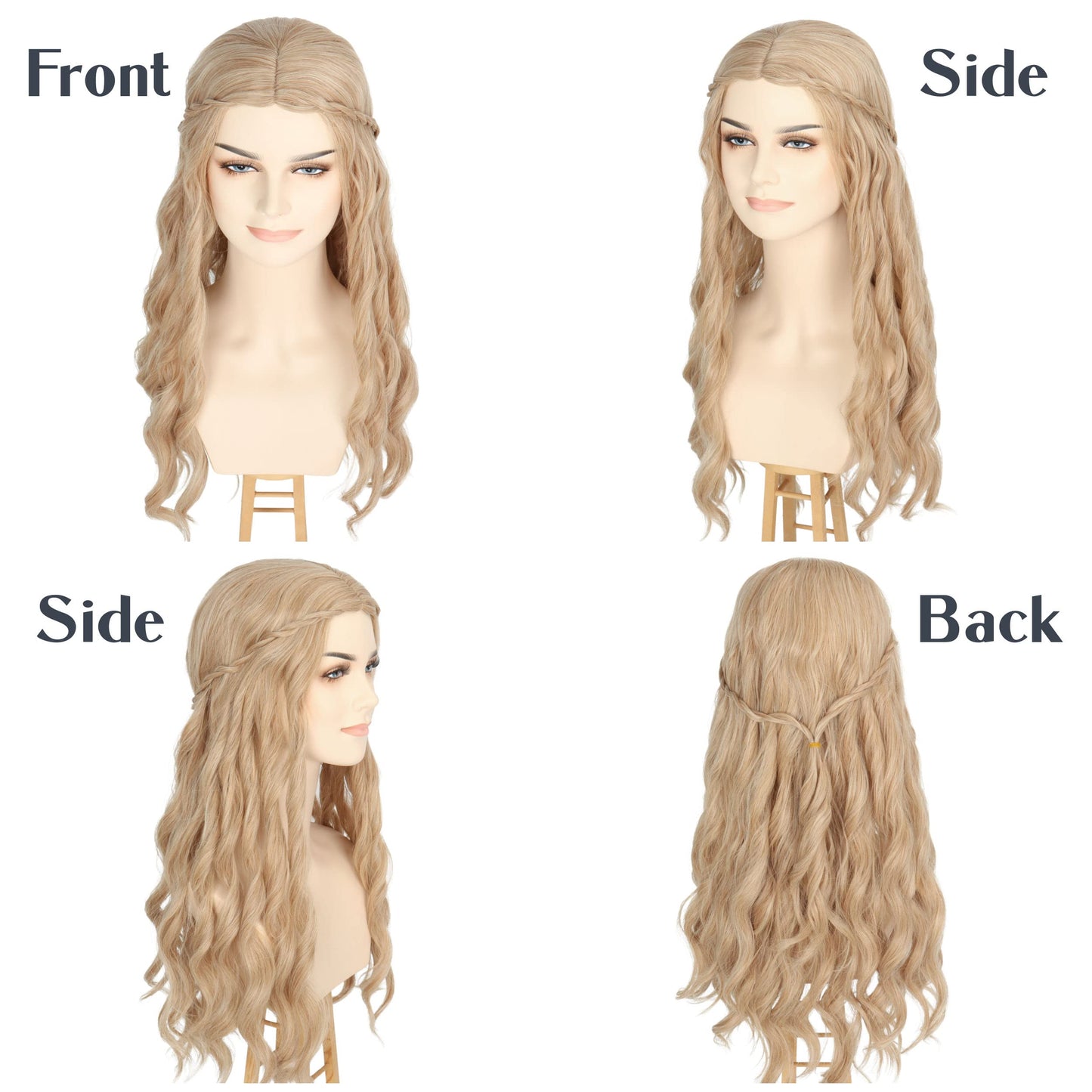 Miss U Hair Long Blonde 70s Hippie Wigs for Women Elf Princess Bride Wig Renaissance Long Wavy Halloween Costume Wig