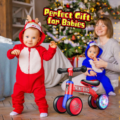 Aetyni Baby Balance Bike 1-2 Year Old: Spider Toddler Bike Baby Bike for 10-24 Month with Colorful Lighting & 4 Wheels First Riding on Toys Spider Easter Birthday Gifts for One Year Old Boy Girl Gifts