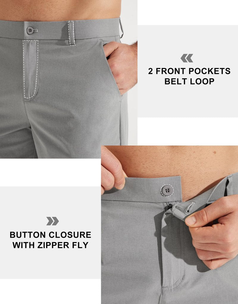 Libin Men's Work Pants Comfy Golf Pants 34" Quick Dry Lightweight Dress Slacks Business Casual Clothing for Men Travel HIiking Outdoor, Light Grey, 46W x 34L