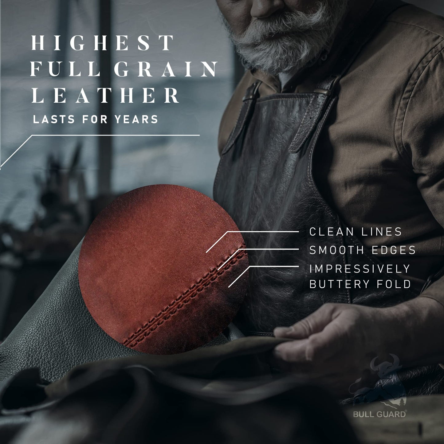 BULL GUARD Rfid Leather Wallet | The Respected Gentlemans Bifold Slim for Men | Travel Secure RFID Blocking | Mens Full Grain Leather Wallet with Removable ID Credit Card Holder