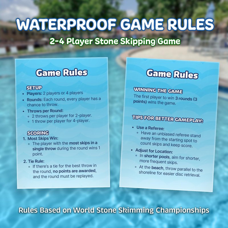 Soft Stone Skippers Game - Fun Pool Toys for Kids All Ages - 4 Pack Water Skipping Discs Set - Beach Games Summer Beach Gifts for Boys & Girls Ages 3 4 5 6 7 8 9 10 11 + Year Old - Water Toys