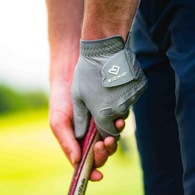 Bionic Men's StableGrip with NaturalFit 2.0 Golf Glove with Dual Expansion Thumb for Best Fit - Premium Cabretta Leather… (Gray, Medium, Left)