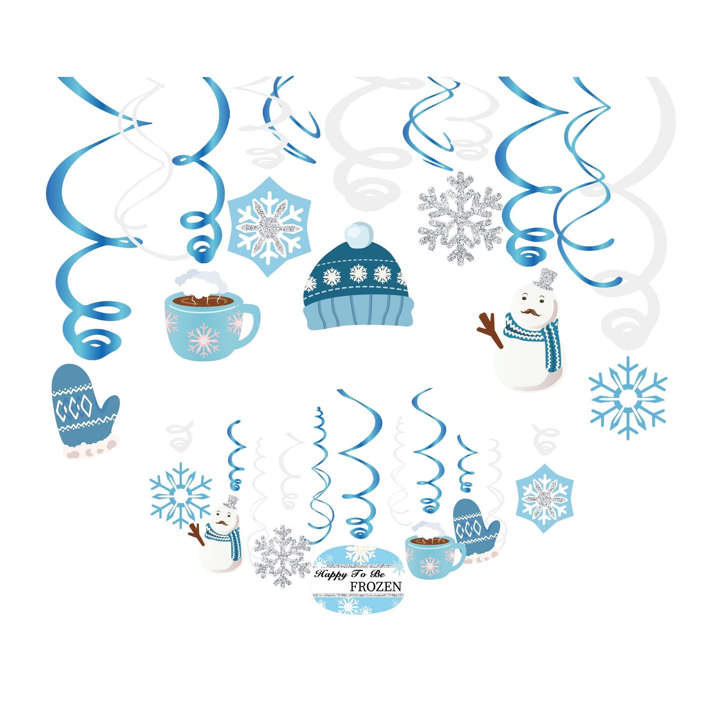 Christmas Snowman,Snowflake,Winter,Snow Hanging Swirl Decorations for Festival,Party,Together,Celling,Classroom,Home,Office,Bedroom(30Ct)