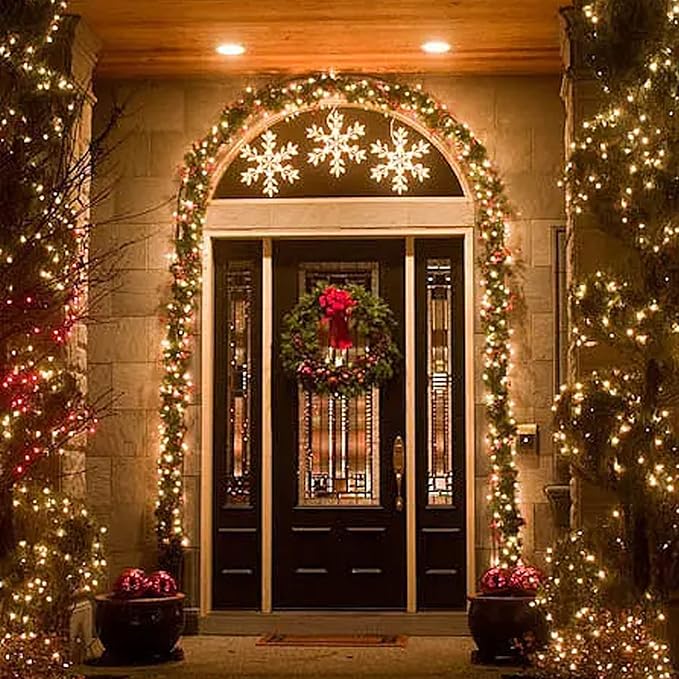 NEROSUN Warm White Battery Operated Christmas Lights, 2 Pack Total 100LED 32FT Waterproof String Christmas Tree Lights with 8 Modes, Xmas Decorations for Indoor Outdoor Yard Wedding Home Decor
