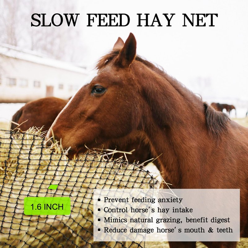 NizHome Large Round Bale Hay Net, 6 * 6FT Slow Feed Hay Net for Horses with 5mm Holes, Heavy Duty Haynet for Round Bale or Square Bale