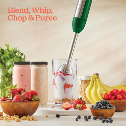 Powerful Immersion Blender, Electric Hand Blender 500 Watt with Turbo Mode, Detachable Base. Handheld Kitchen Gadget Blender Stick for Soup, Smoothie, Puree, Baby Food, 304 Stainless Steel Blades