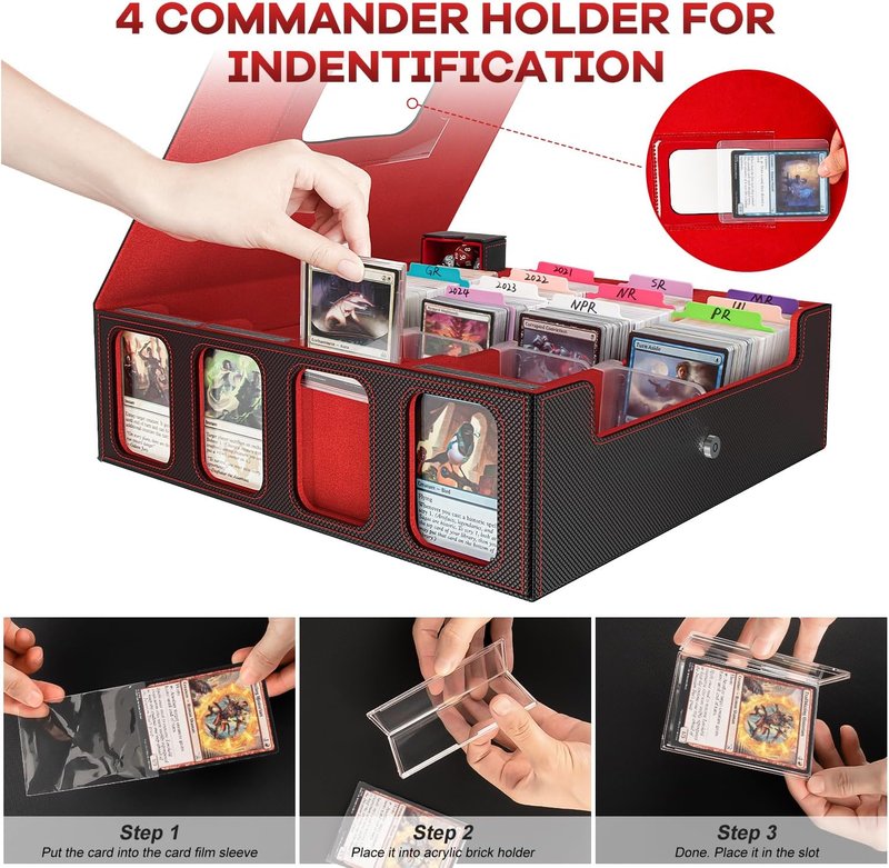 Card Storage Box - 3200+ MTG Deck Case with Colorful Dividers & Portable Handle | Fits TCG & Magic Cards