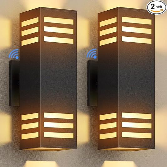 Dusk to Dawn LED Outdoor Light Fixture Wall Mount,Black Square Porch Lights Outdoor,Modern Exterior Wall Sconce Lights 13In, Bulb Includes Up Down Outside Wall Light for House Front Door