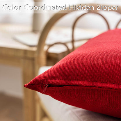 Home Brilliant Red Pillow Covers 18x18 Outdoor Pillows for Patio Waterproof Throw Pillow Cover for Couch Chair Tent Wedding Party Outdoor Christmas Decorations, 18x18 inches(45cm), Red
