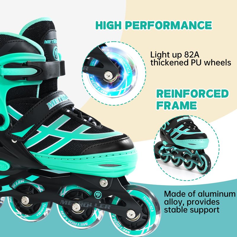 METROLLER Inline Skates for Girls Boys Ages 5-8 8-12 Adjustable Illuminating Wheels Inline Roller Skates for Youth Kids Outdoor Blades