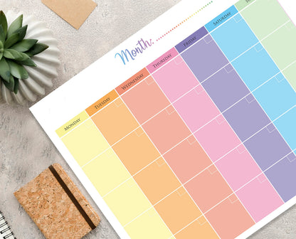 Monthly Planner Pad with 50 Tear Off Pages Notes Section, Undated Desk Calendar Personal Organiser, for Work, School, Meal, and Fitness Planning (colourful)