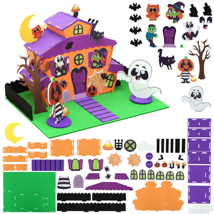 JOYIN 2 Pack Halloween Foam Craft Kit, Party Favors for Kids, 3D Tree House and Pumpkin Haunted House, Halloween Art and Craft DIY Kits, School Activities Game Party Decoration