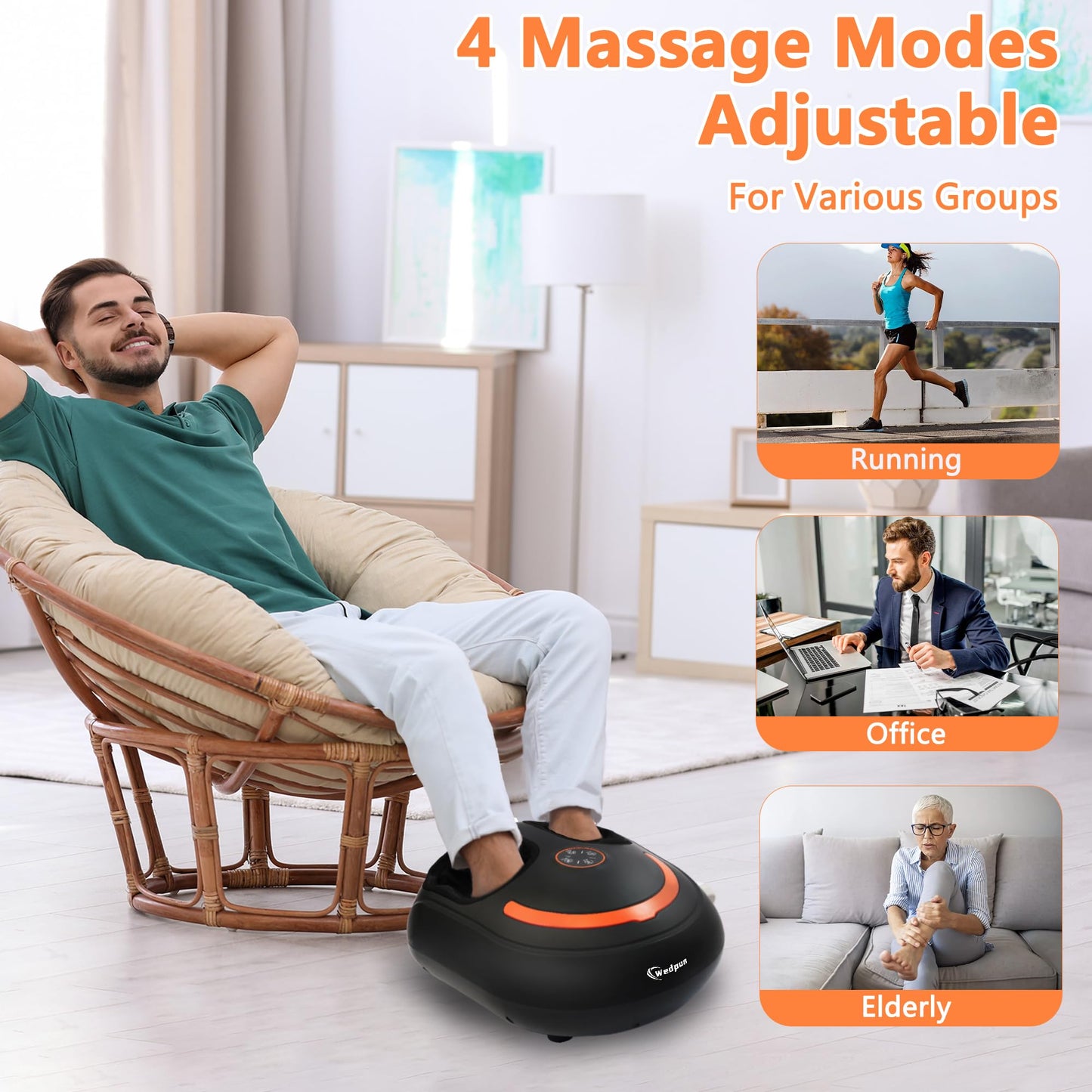 Foot Massager with Heat Shiatsu Foot Massager with Remote Deep Relief for Tired Muscles Electric Feet Massage Machine for Home and Office Gifts for Mom Dad White
