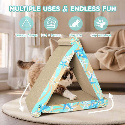 Cat Scratch Pad- 3 in 5 Corrugated Cardboard Cat Scratcher for Indoor Cats, Professional Cat Scratching Board for Adult Cats, Catify Cat Scratcher Pads with Catnip