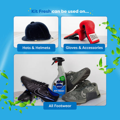 Envii Kit Fresh – Effective Sweat Odour Remover for Clothes & Sports Equipment, Natural Boxing Glove Deodoriser Spray to Use on Trainers, Gym Kit & Clothes, Shoe Odour Eliminator 750ml Spray