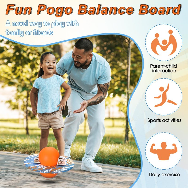 WinnerWhy Pogo Trick Ball for Kids, Up to 160lbs, Pogo Stick Jumper for Boys Girls Balance Bounce Board Ball with Pump Safe Fun Indoor Outdoor Gift Toy for Christmas(Orange, Blue,Fashion Style)