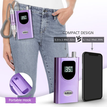 35000RPM Portable Nail Drill Machine, HoMove Professional Nail Drill Machine, Rechargeable Electric Efile Nail Drills for Acrylic Gel Nails, Cordless Portable Nails Drill【Rose Gold】