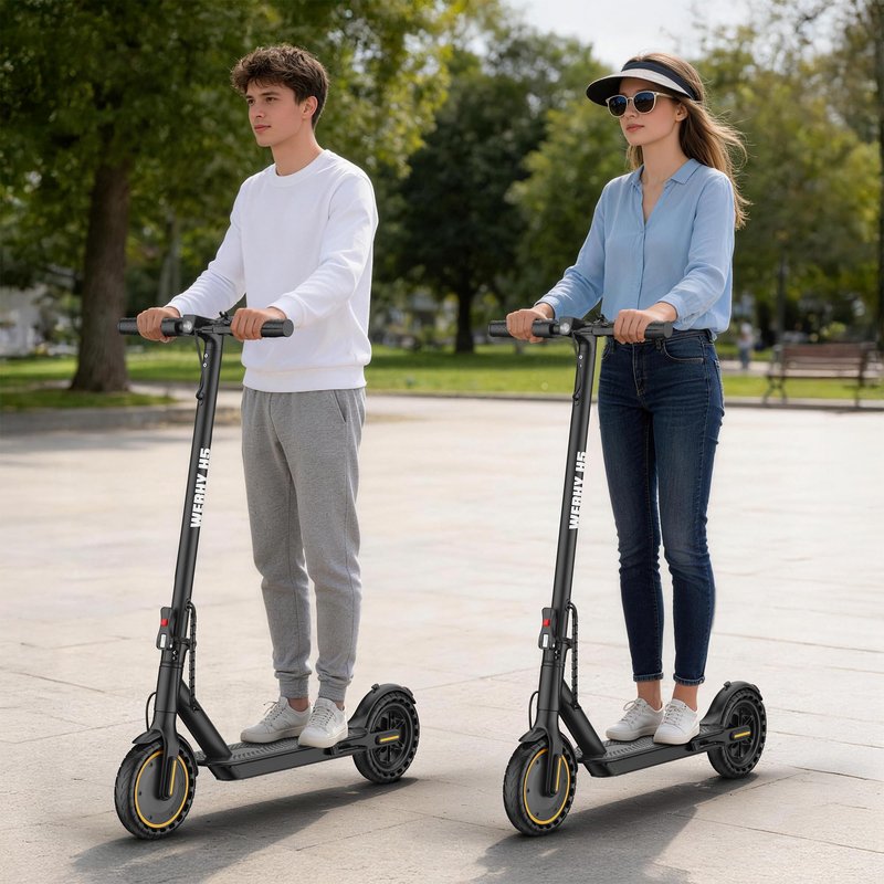 WERHY Electric Scooter, 500W/800W/1000W Powerful Motor & 19/22 MPH Top Speed, 16/25 Miles Range, Folding E Scooter with Dual Braking for Teens and Adults