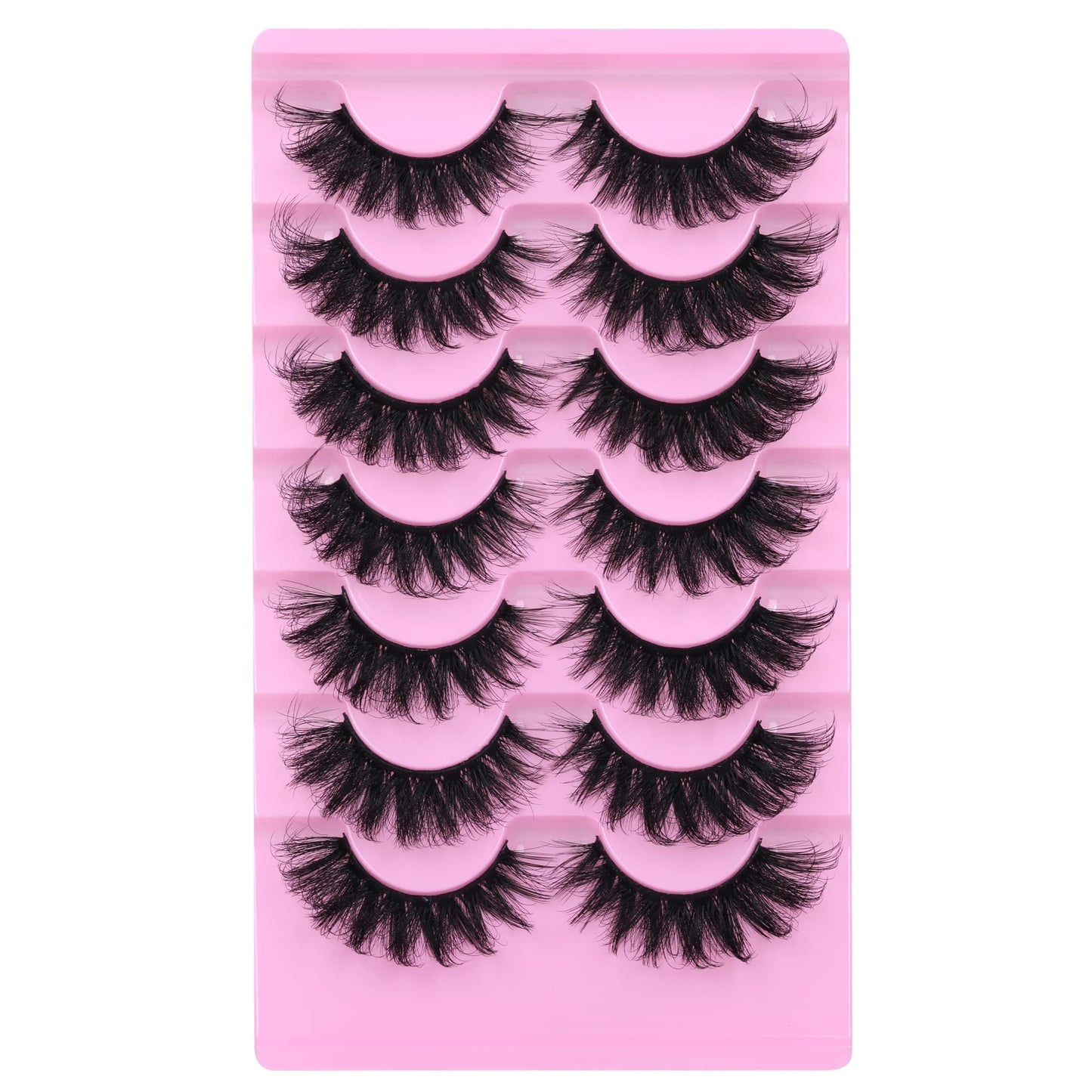 JIMIRE Faux Mink Lashes Fluffy Volume False Eyelashes Pack Dramatic Natural Look Wispy Cat Eye 18MM Fake Lashes 7 Pairs
